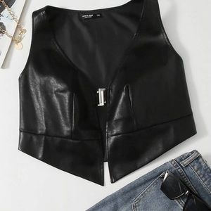 Faux leather crop top